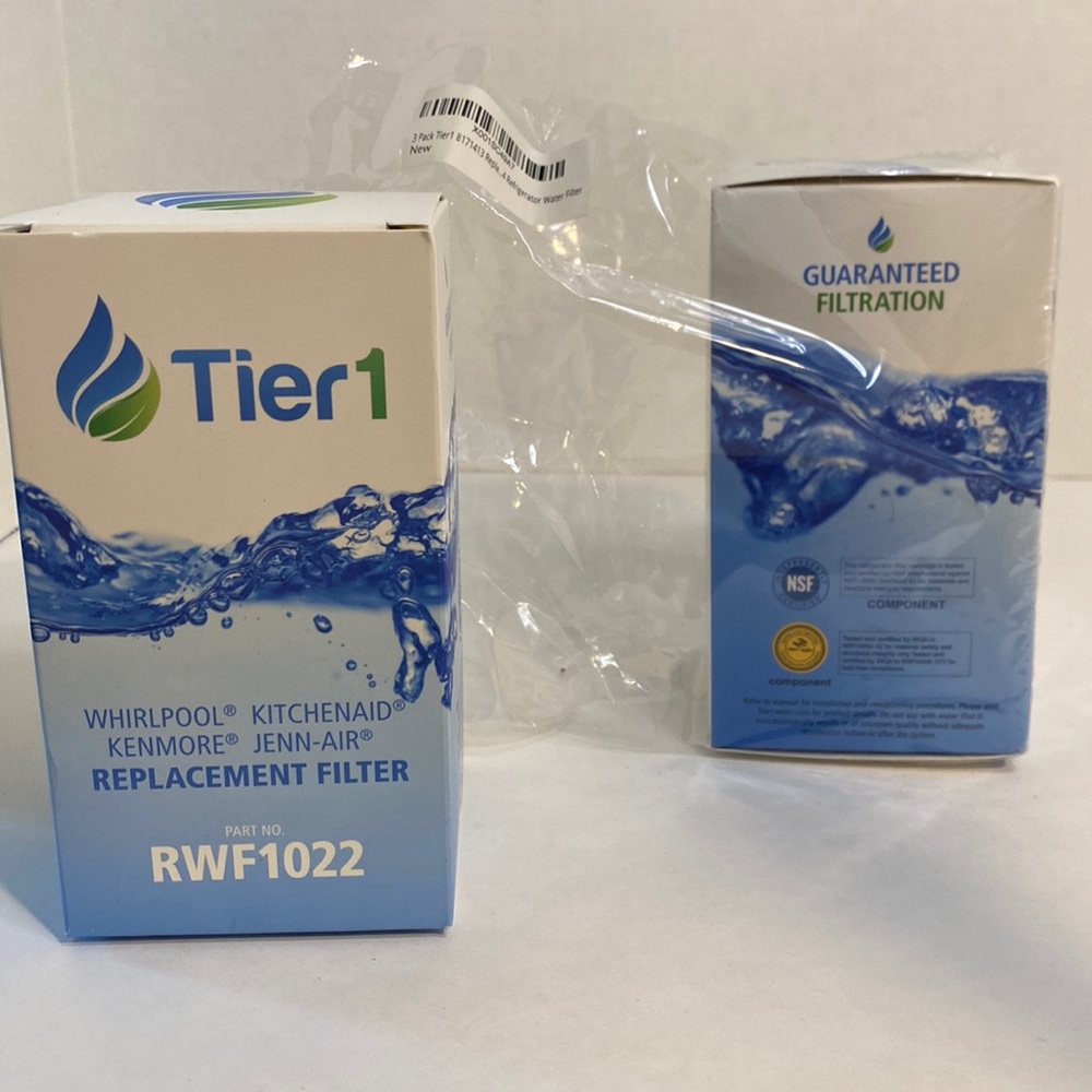 NEW Tier 1 replacement refrigerator filters #RWF1022 (set of 2)